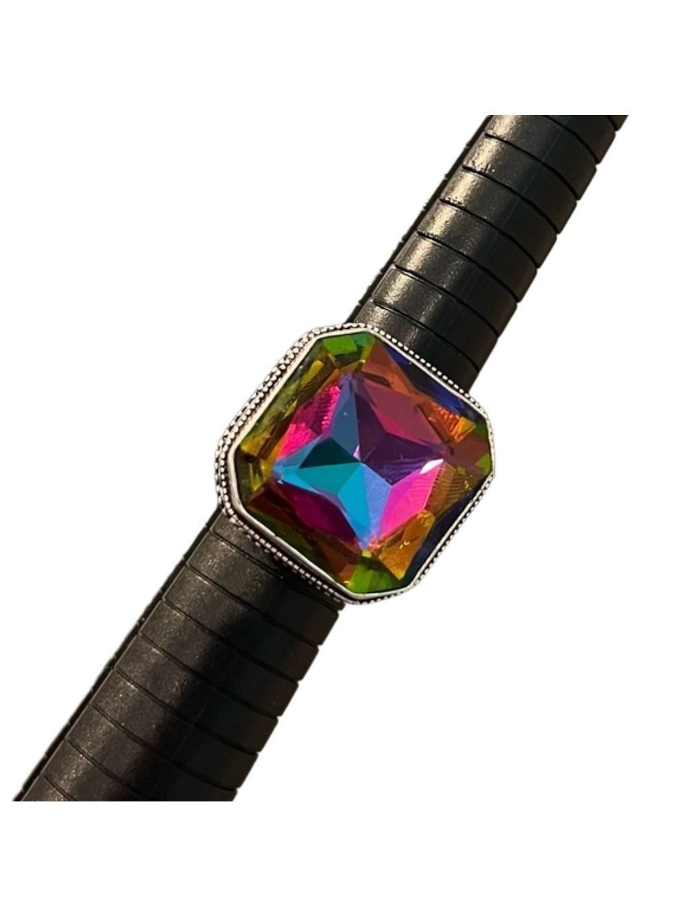 Mystic Topaz 925 Synthetic Gemstone Ring size 8.75